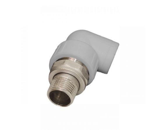 Муфта (разборное соединение) FV-Plast PPR колено, НР 25x3/4", для радиатора, серое Муфта (разборное соединение) FV-Plast PPR колено, НР 25x3/4", для радиатора, серое