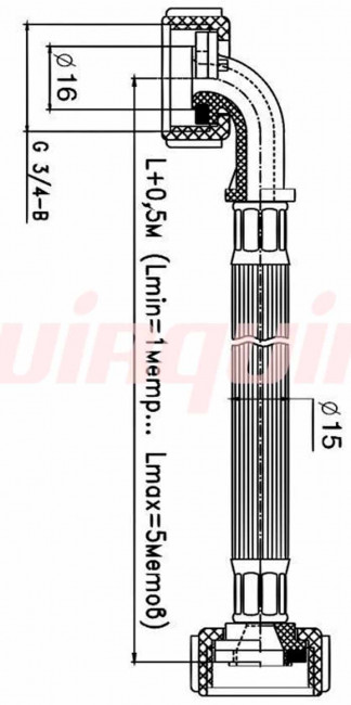 Шланг наливной VIRPlast для стиральной машины 1,5 м (Г-Г, угловой, индивид. упак.) Шланг наливной VIRPlast для стиральной машины 1,5 м (Г-Г, угловой, индивид. упак.)