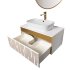 Тумба для ванной комнаты Atoll Пальмира, подвесная, белый глянец+патина золото, под раковину CeramaLux 9217