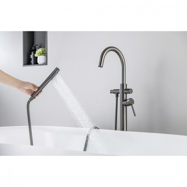 Смеситель для ванны напольный Aquatek Европа, оружейная сталь AQ1345BGM