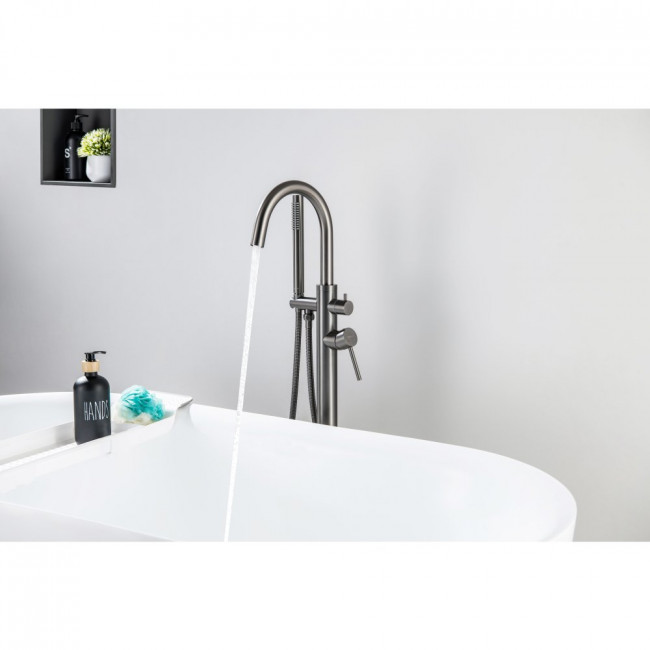 Смеситель для ванны напольный Aquatek Европа, оружейная сталь AQ1345BGM