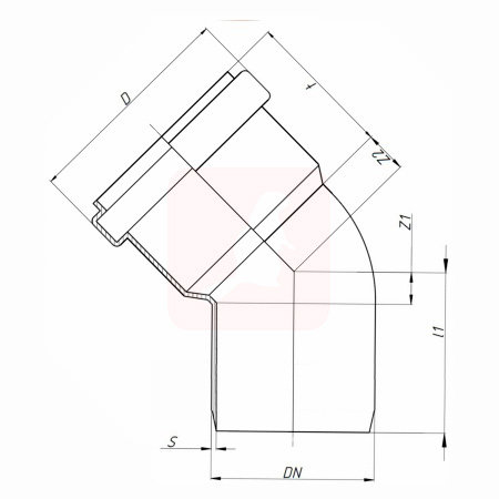 Отвод канализационный Ostendorf KGB 160х45° Отвод канализационный Ostendorf KGB 160х45°