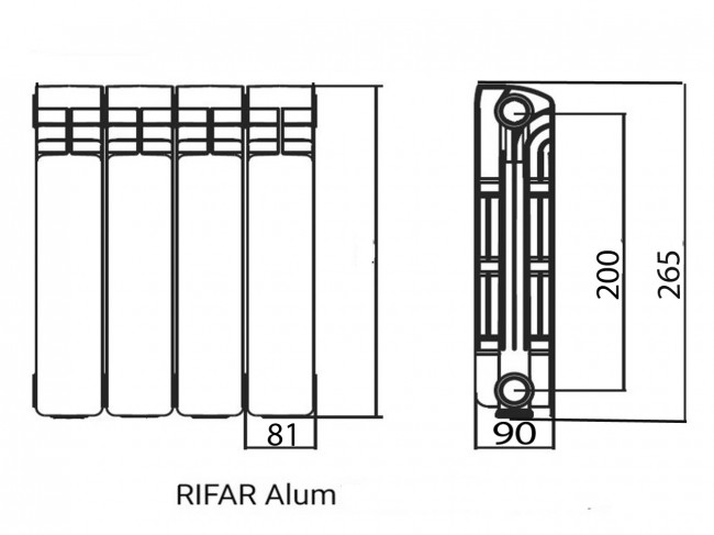 Алюминиевый радиатор Rifar Alum 200, 18 секций Алюминиевый радиатор Rifar Alum 200, 18 секций
